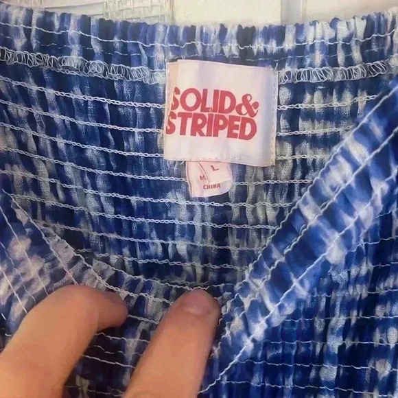 Solid & Striped Indigo Shibori Midi Dress sz L - Picture 7 of 11